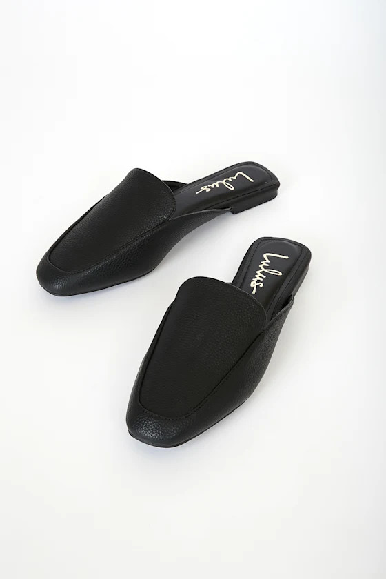Maggy Black Square-Toe Loafer Slides | Lulus (US)
