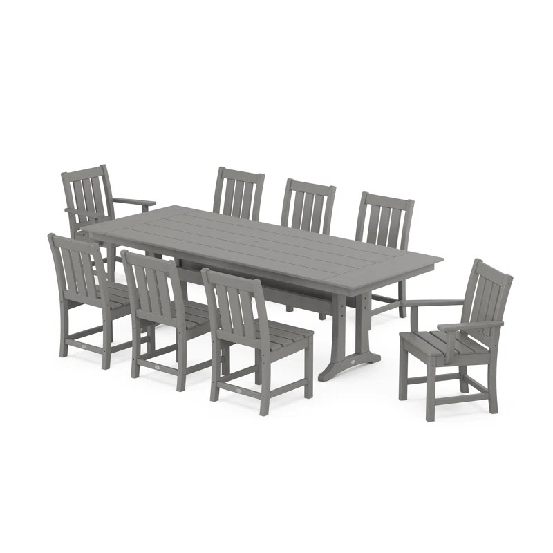 Oxford 9-Piece Farmhouse Dining Set with Trestle Legs | Wayfair North America