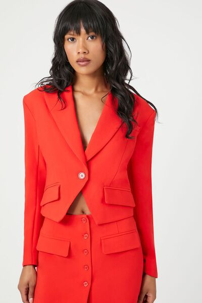 Plunging Split-Hem Cropped Blazer | Forever 21 | Forever 21 (US)