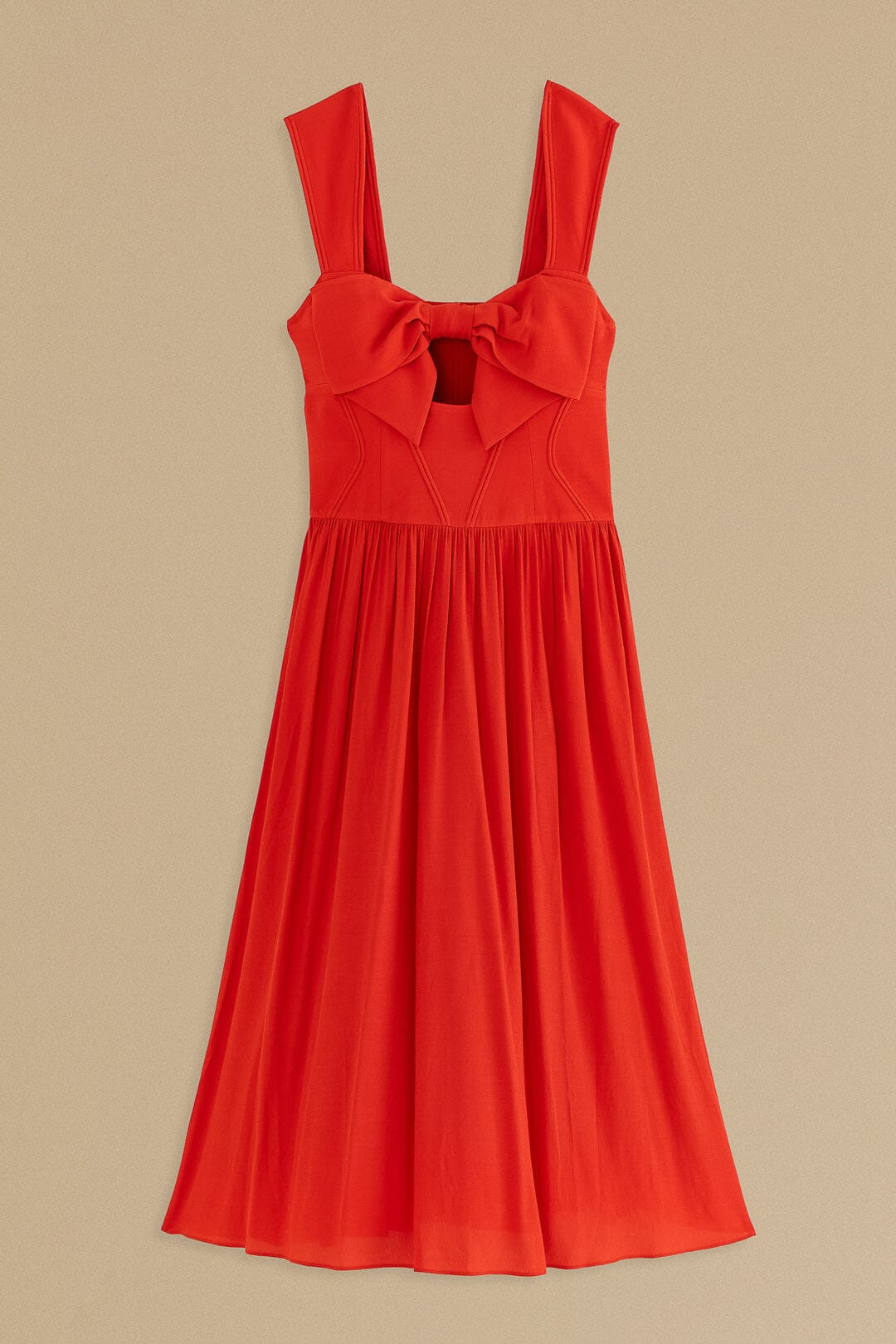 Red Bow Sleeveless Midi Dress | FarmRio (US)