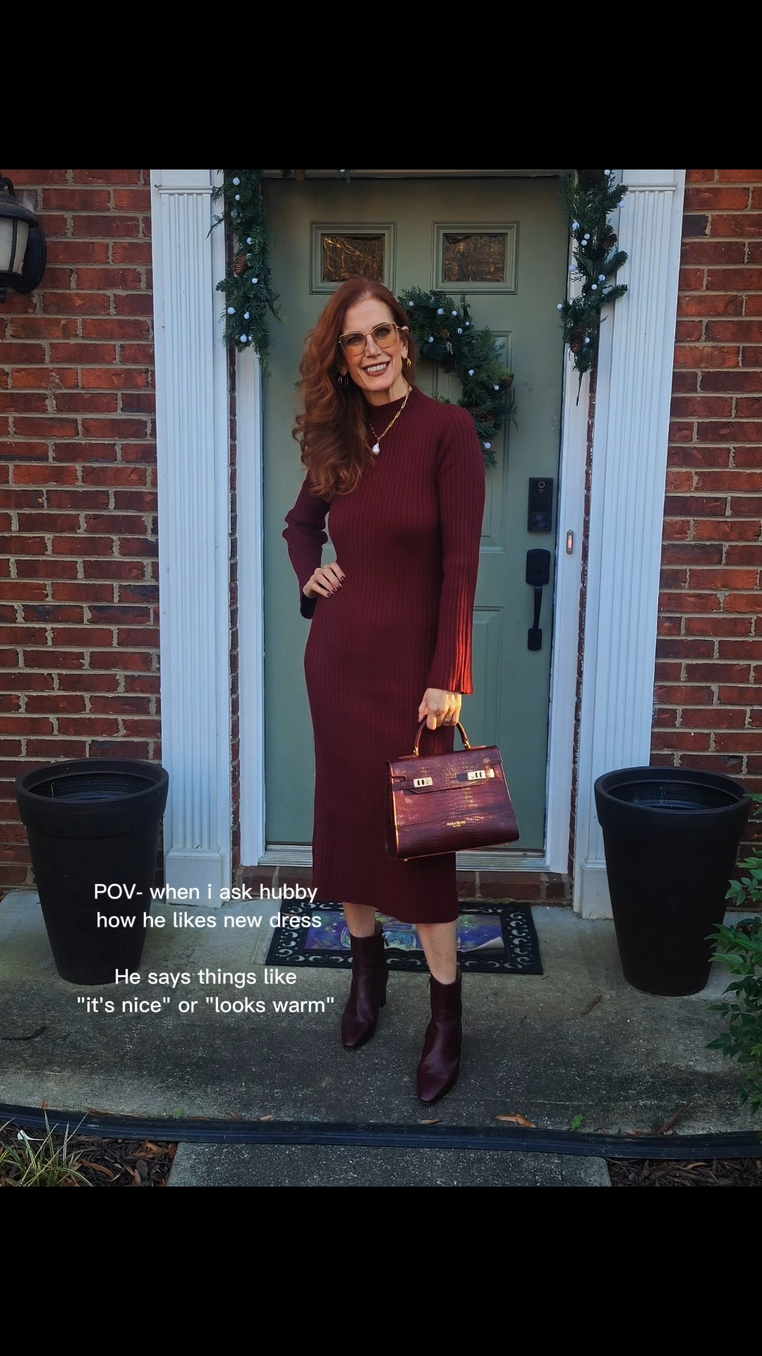 Sweater dress  size 4 
Boots with padding and made in Spain @inez use code JessicaJ15 for discount. These are the PAZ70. 
Bag Teddy. Blake 

#LTKOver40 #LTKSeasonal #LTKootd