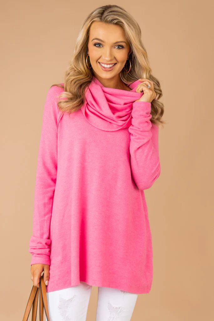 The One You Want Candy Pink Cowl Neck Sweater | The Mint Julep Boutique
