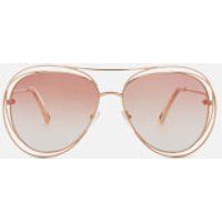 Chloe Women's Carlina Aviator Style Sunglasses - Gold/Marble | Coggles (Global)