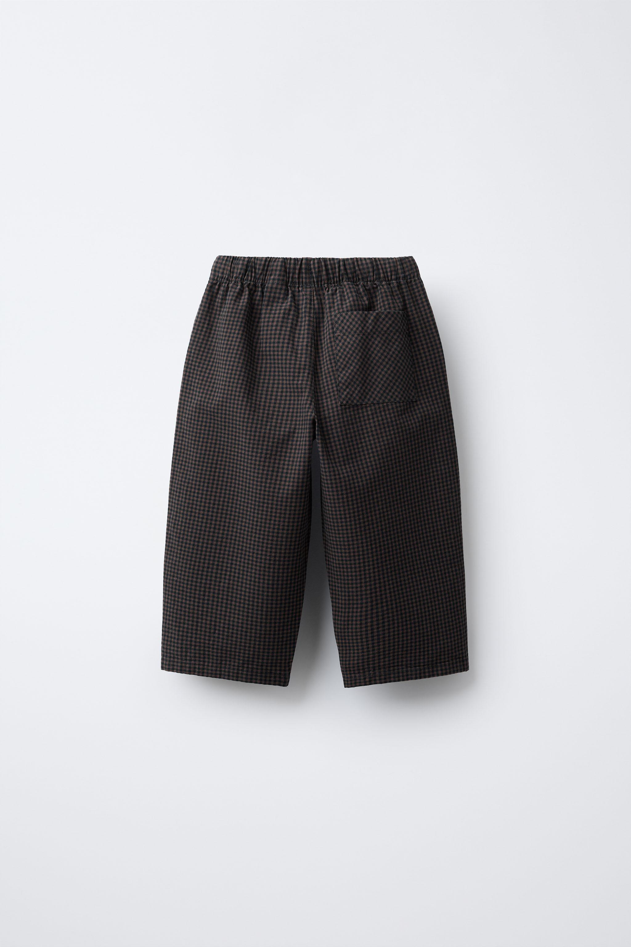 GINGHAM CHECK BAGGY TROUSERS | Zara UK