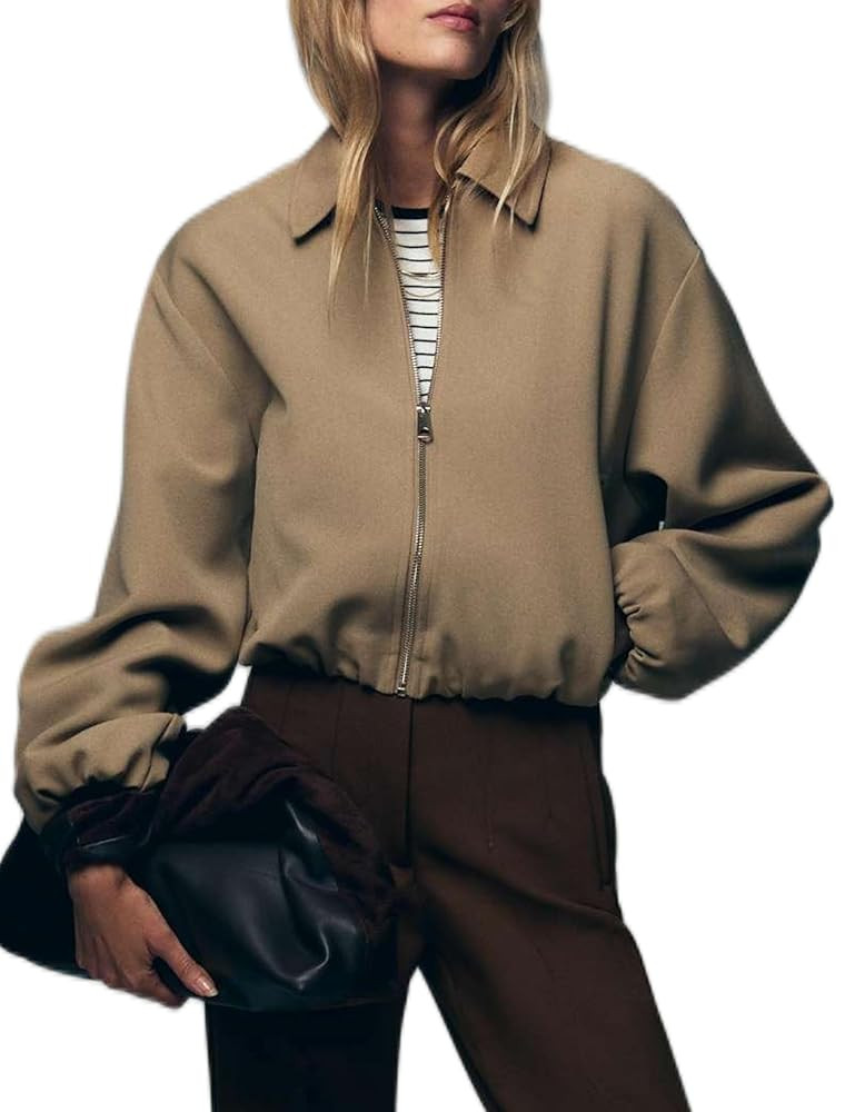 Jackets For Women Long Sleeves Balloon Hem Winter Coats Versatile Trench Coat Trendy | Amazon (US)