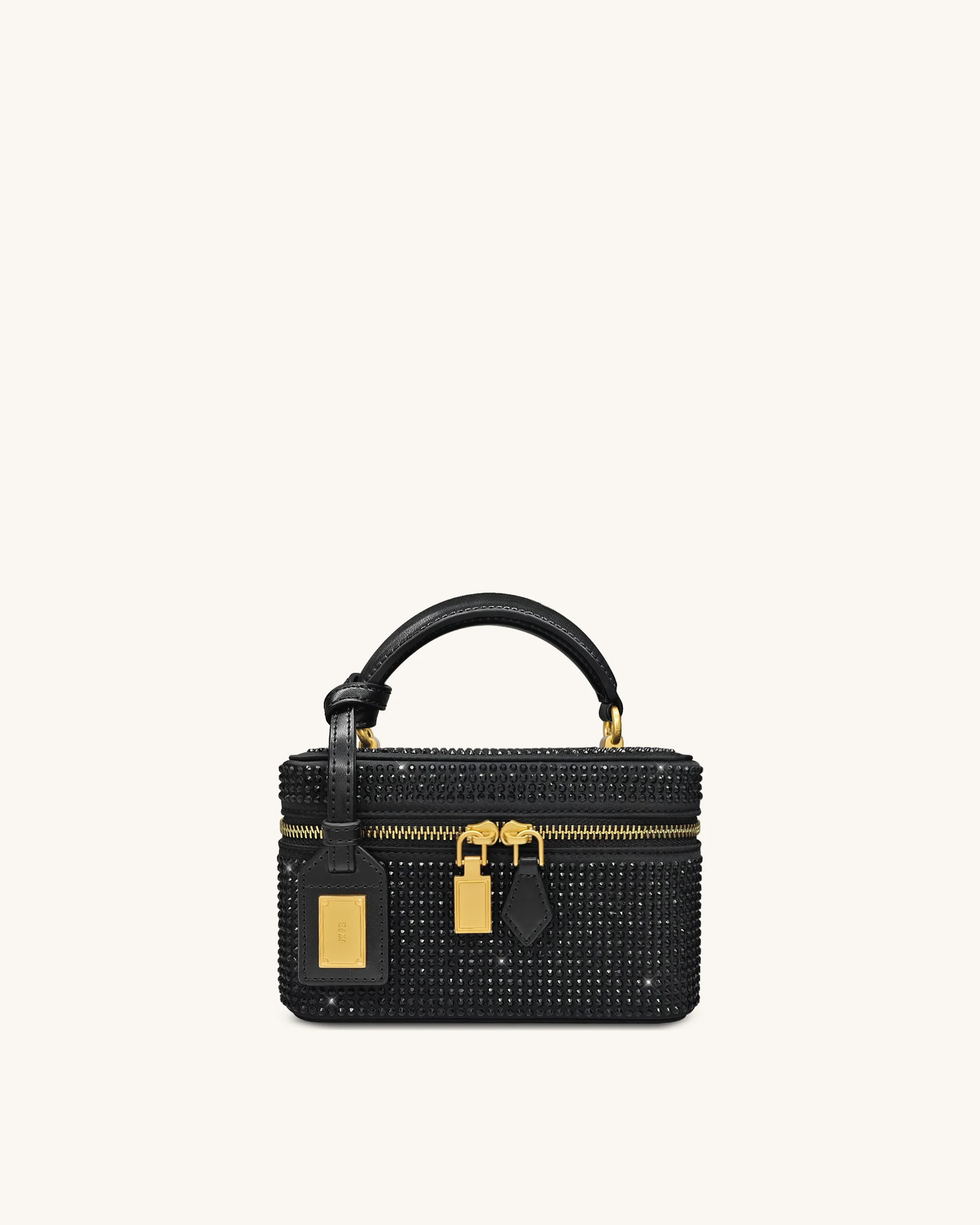 Cleo Artificial Crystal Box Shape Top Handle Bag - Black | JW PEI US