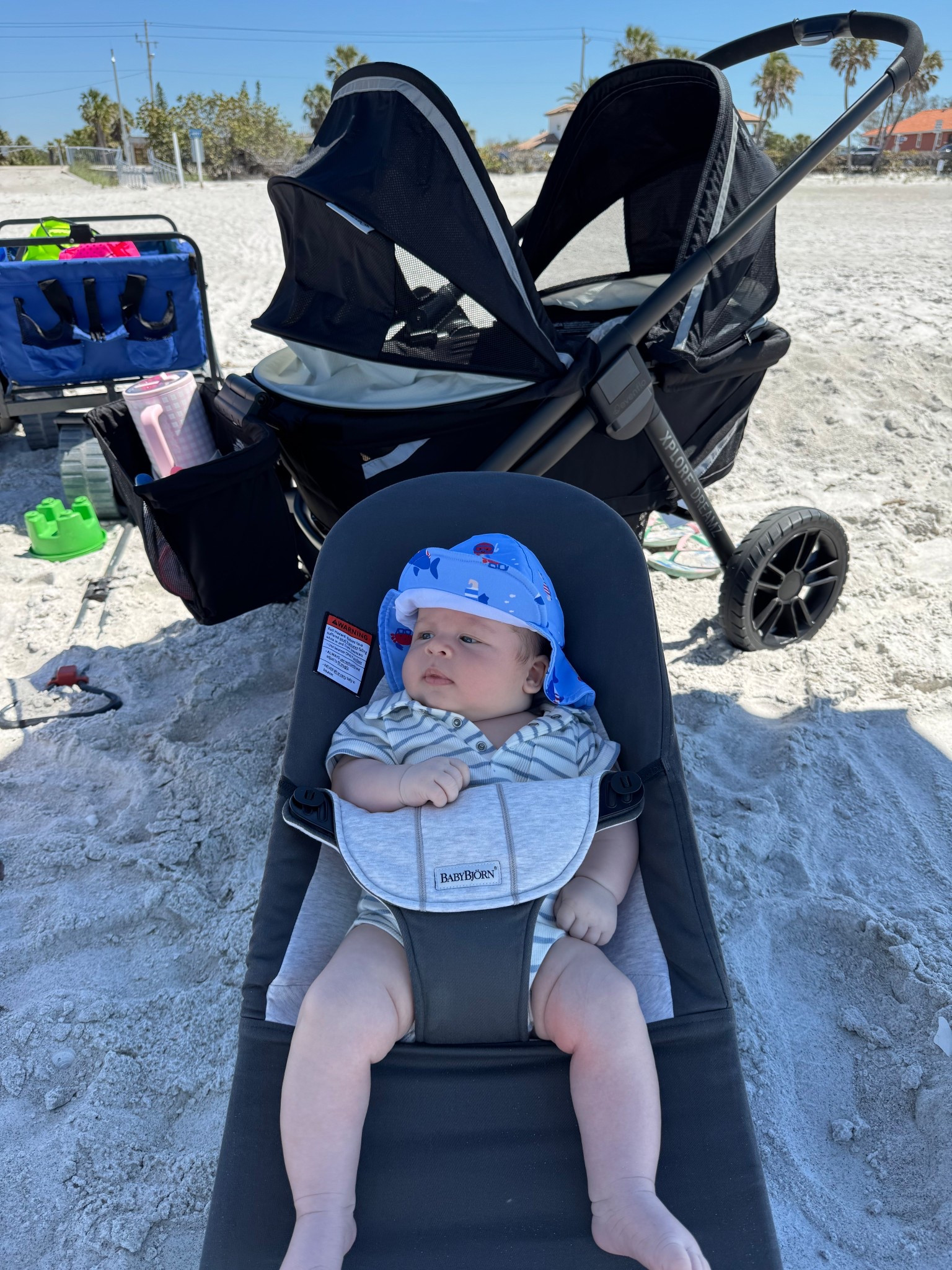 Baby gear for beach day includes the baby bjorn and a Veer wagon 

#LTKBaby #LTKFamily