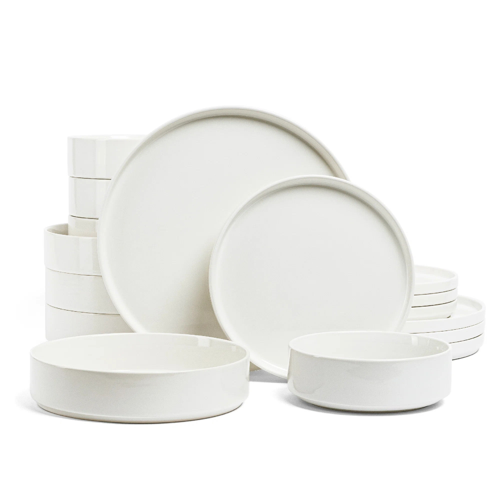 over&back Stackable 16-Piece Semi Hand-Finished Stoneware Dinnerware Set (Set of 4) | Wayfair North America