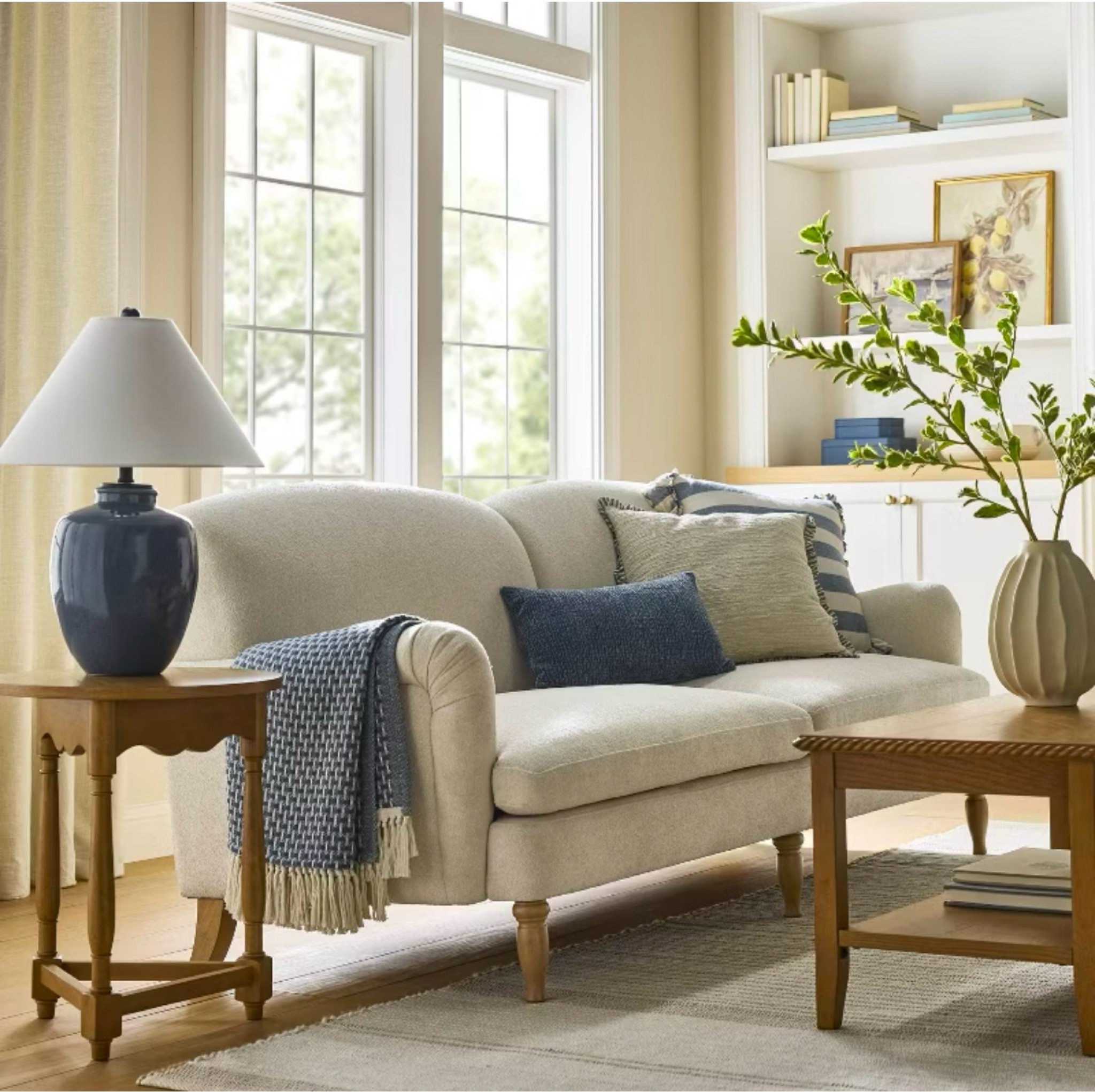 New studio McGee living room furniture and home decor accessories. Classic blue accents. Sofa, tables, chairs. Target 

#LTKHome #LTKStyleTip #LTKFindsUnder50