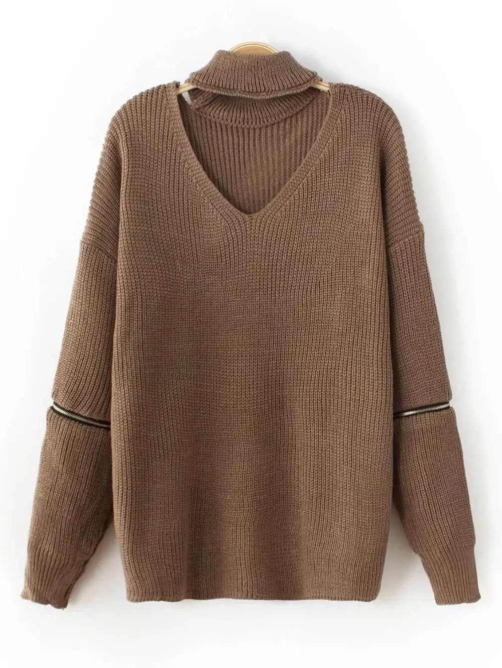 Choker Neck Plain Sweater | Rosegal US
