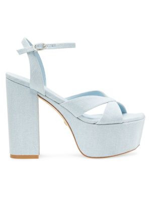 Stuart Weitzman 140MM Platform Denim Sandals on SALE | Saks OFF 5TH | Saks Fifth Avenue OFF 5TH