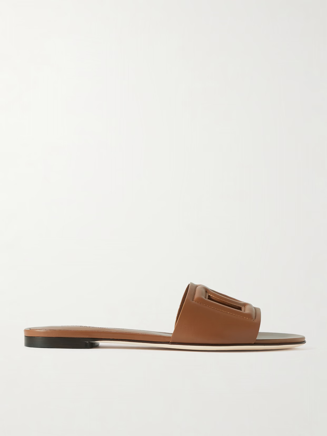 Dolce & Gabbana - Bianca Cutout Leather Slides - Tan - IT40 | NET-A-PORTER APAC