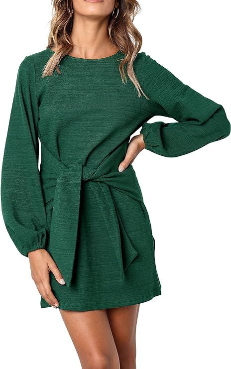 R.Vivimos Women's Autumn Winter Cotton Long Sleeves Elegant Knitted Bodycon Tie Waist Sweater Pen... | Amazon (US)