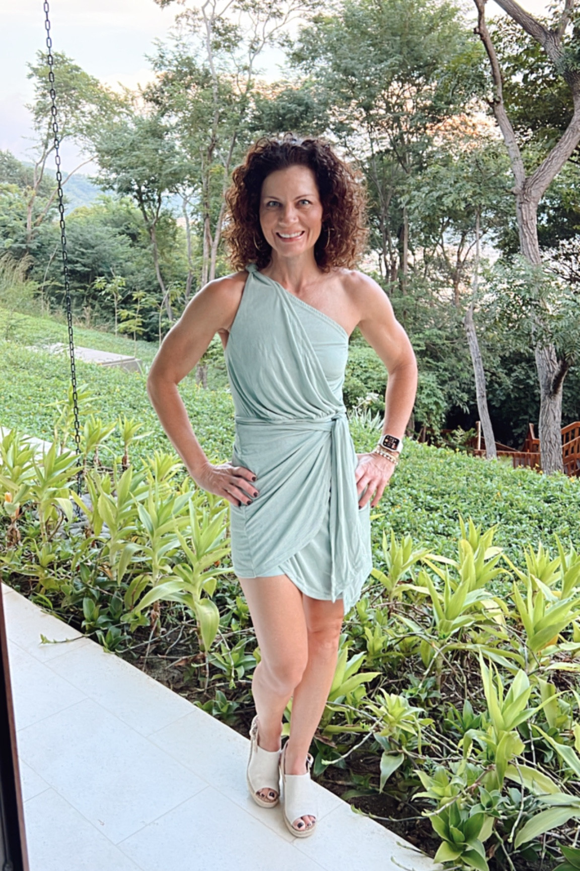 another vacay outfit! 

Shop this super cute CupShe one shoulder dress on Amazon! 🫶🏻🩵
I only brought one pair of dress shoes and my Toms wedges are so comfy & match everything.

#LTKover40 #LTKCyberWeek #LTKGiftGuide