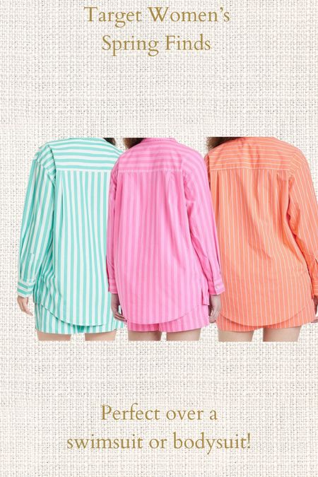 The cutest striped tops from target. I love the colors they are giving spring and look very comfortable. These would be perfect over a swimsuit for the summer or paired with a tank top or bodysuit that has matching shorts as well. 

#LTKstyletip #LTKfindsunder50 #LTKSeasonal