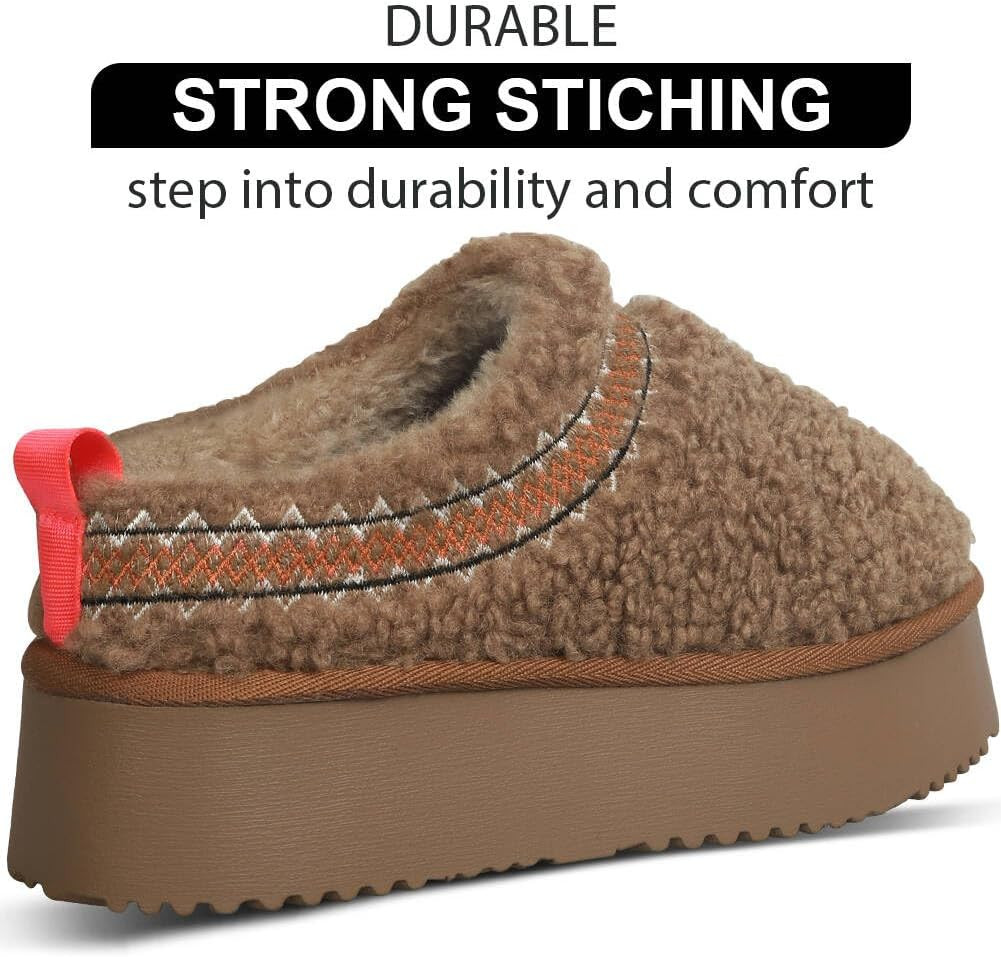 NATRAKI Women's Platform Slippers Mini Boots Braid Slippers with Plush Fleece Lining Fuzzy Slippe... | Amazon (US)