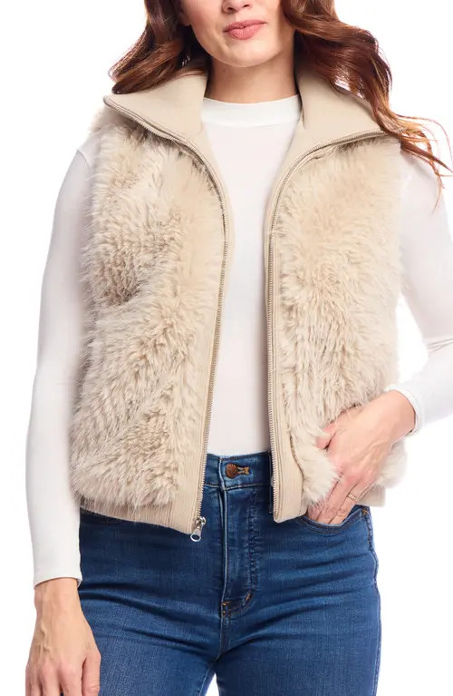 DONNA SALYERS FABULOUS FURS Parkside Faux Fur Vest in Champagne at Nordstrom, Size X-Large | Nordstrom