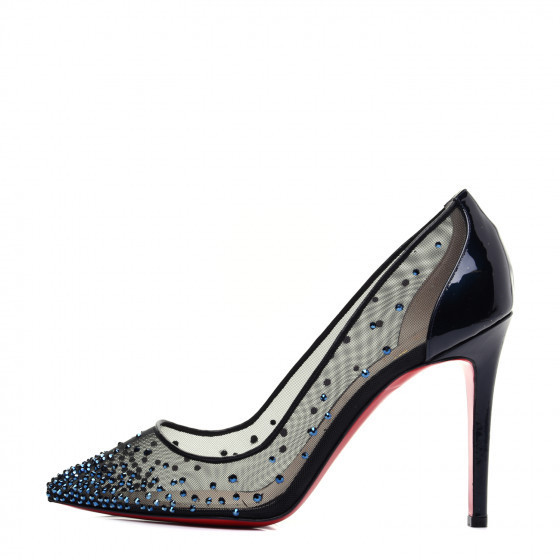 CHRISTIAN LOUBOUTIN Rete Specchio Crystal Strass Follies 100 Pumps 39.5 Blue | Fashionphile