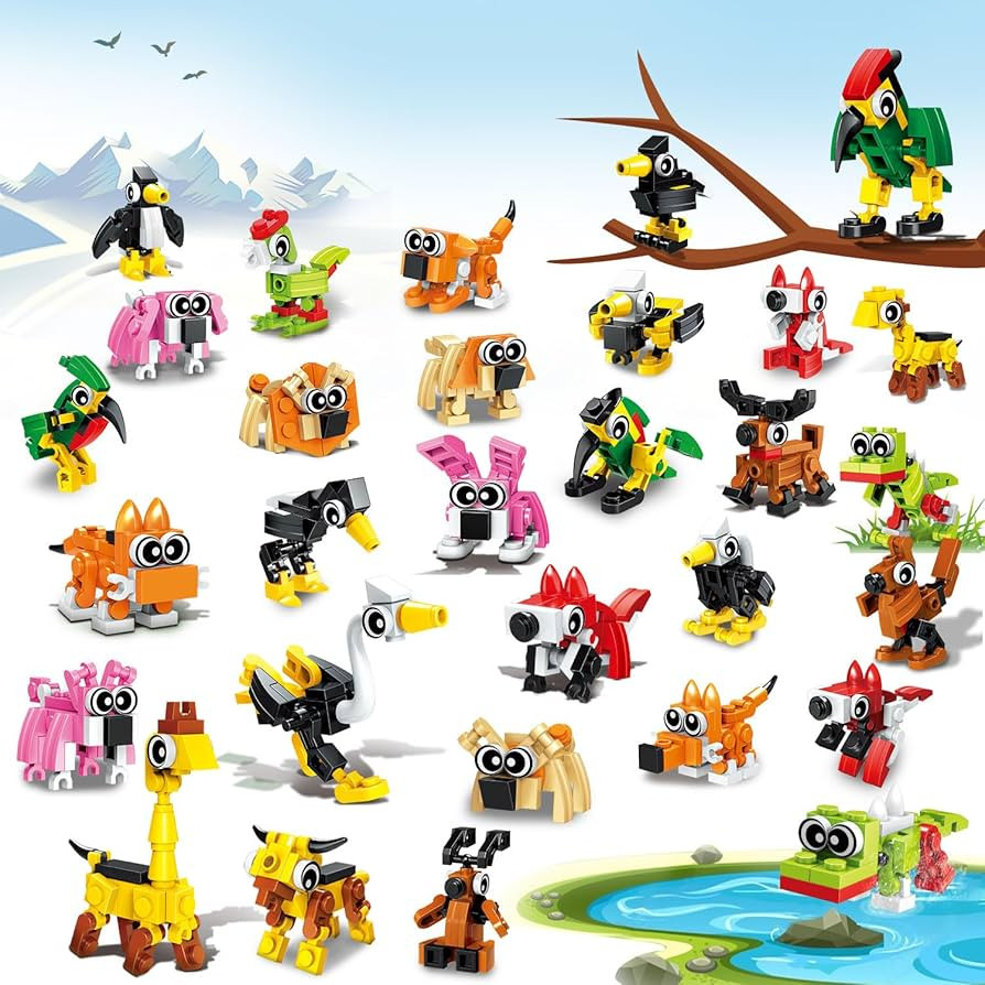 Valentines Party Favors for Kids- 20 Pack Animals Building Blocks Toy Goody Bags Stuffers Classro... | Amazon (US)