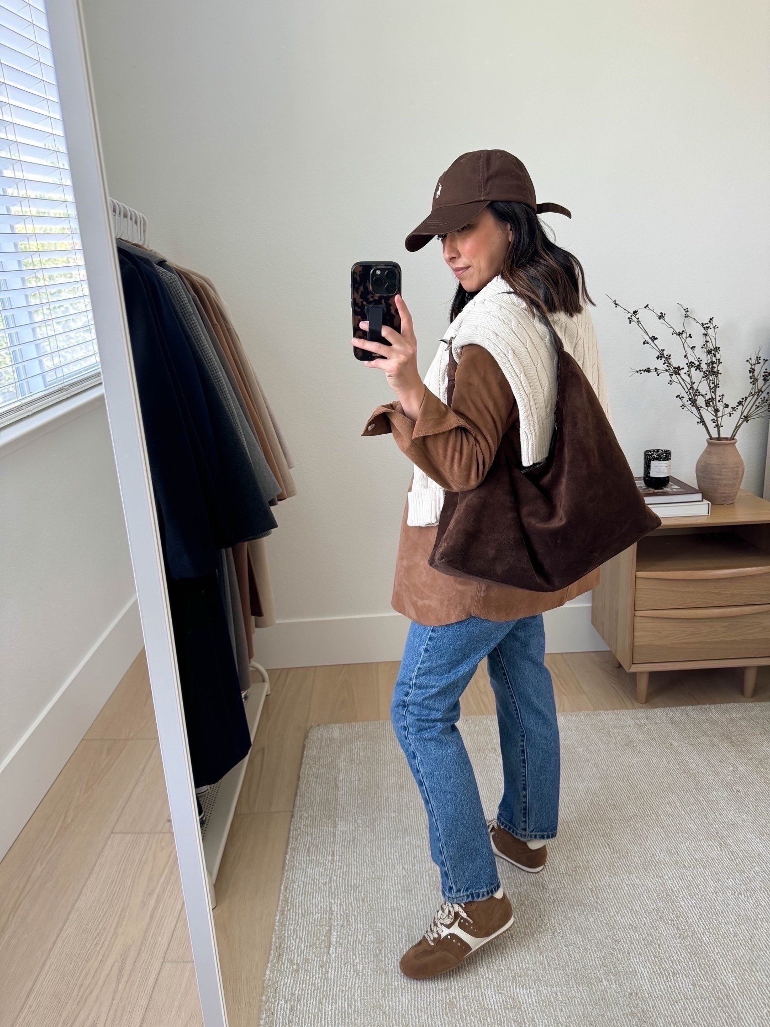 Larroude suede sneakers back in stock! 

Sezane suede jacket small
Madewell tee xs
Levi's 501 Crop jeans 26, sized up
Larroude sneakers 6, run small
Liffner Hobo Pillow bag 
Gap cable knit sweater xs (old)
Polo Ralph Lauren hat

fall style, fall outfits, sneakers, petite style

#LTKmomlife #LTKootd #LTKPetite