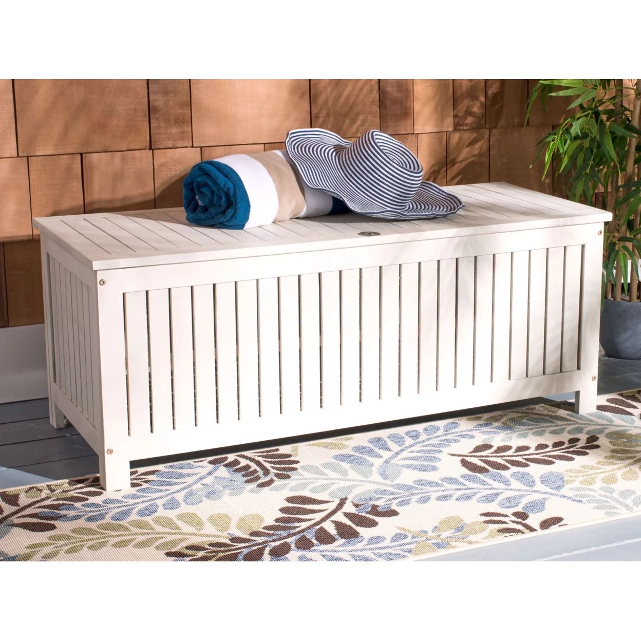 Safavieh Abri Outdoor Patio Cushion Storage Box - White - Walmart.com | Walmart (US)