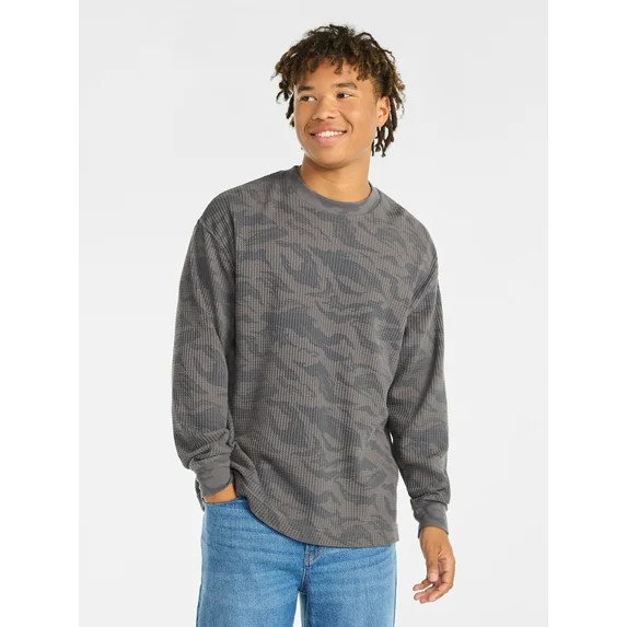 No Boundaries Thermal Tee with Long Sleeves, Men's & Big Men's | Walmart (US)
