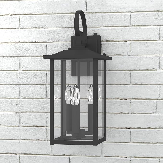Dusk to Dawn Outdoor Wall Light 3-Light, 20" Large Outdoor Light Fixture, Black Exterior Wall Lan... | Amazon (US)