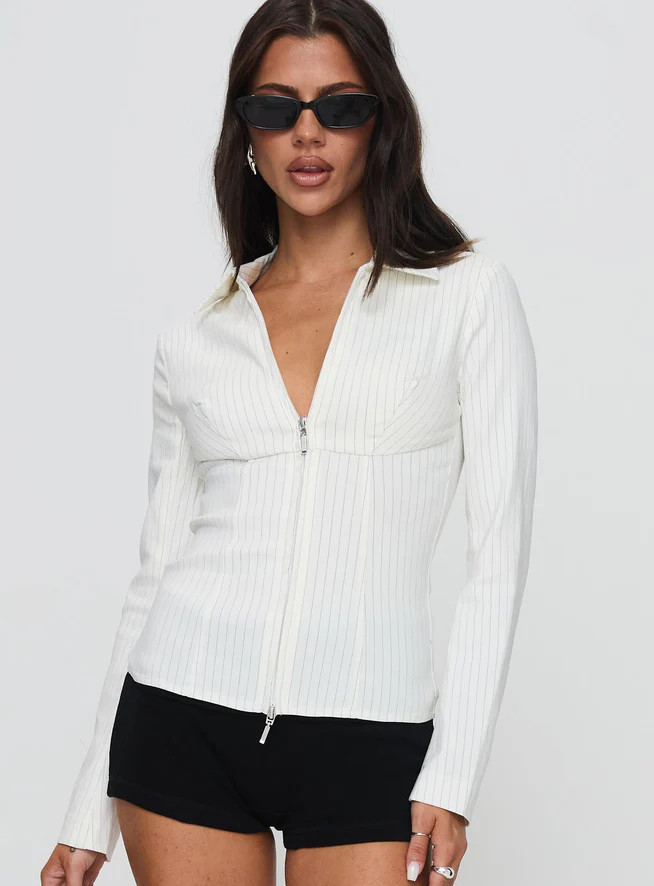 Bellar Long Sleeve Top Ivory | Princess Polly US