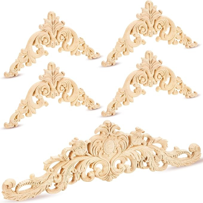 Wood Appliques and Onlays Wood Appliques for Furniture Decorative Wooden DIY Carved Onlay for Bed... | Amazon (US)