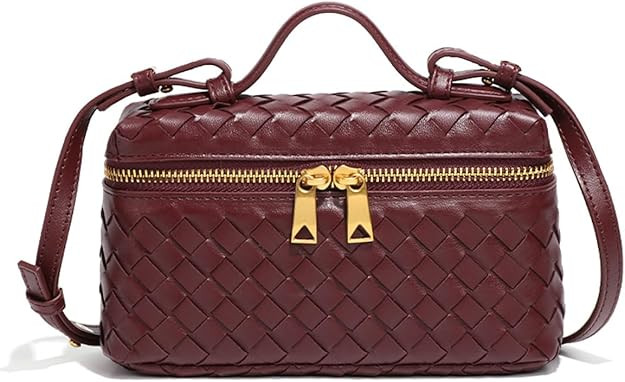 Trendy Woven Crossbody Purse Square Box Bags Women Shoulder Bag Cute Satchels Mini PU Leather Top... | Amazon (US)