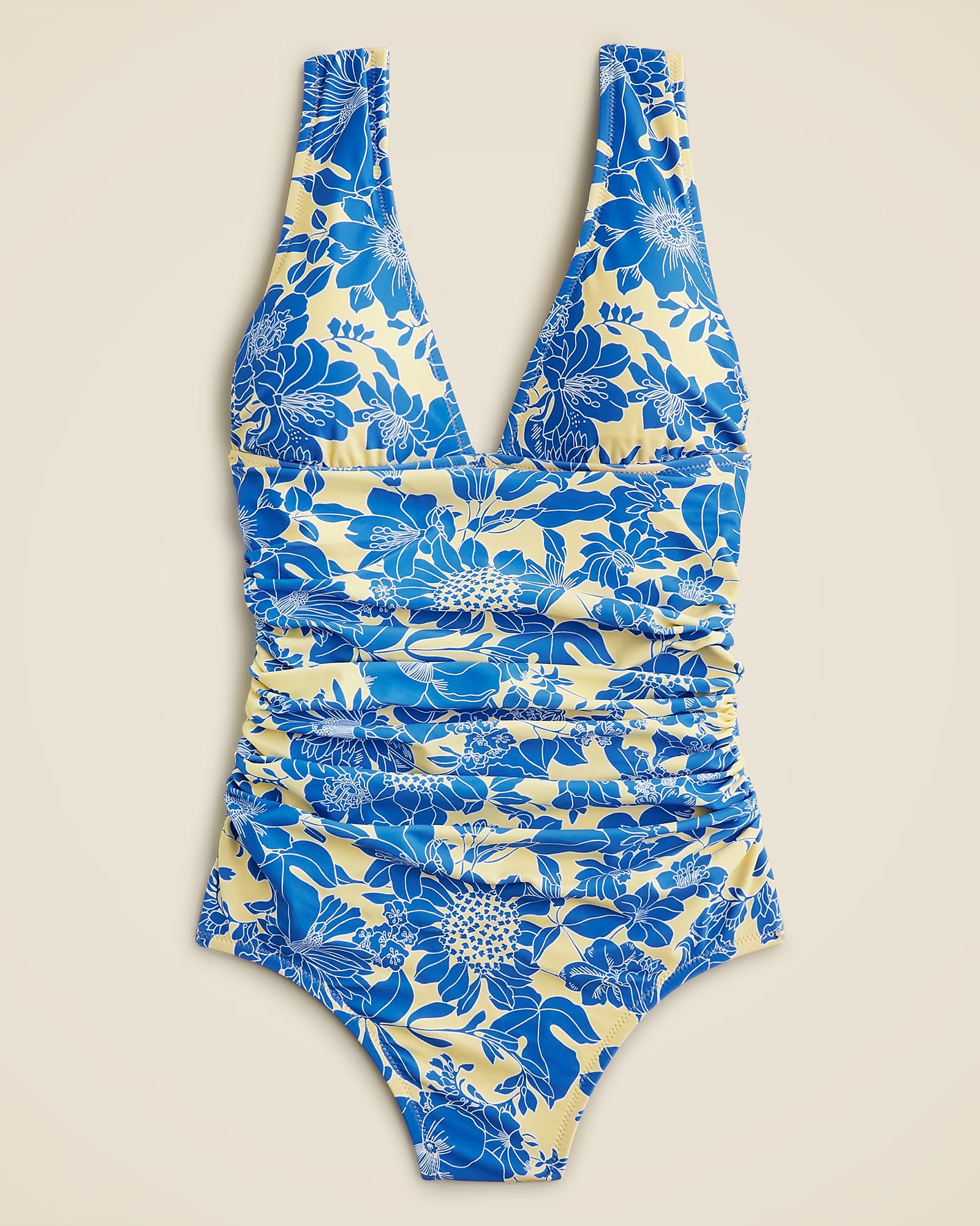 Ruched femme one-piece full-coverage swimsuit in blue floral | J. Crew US