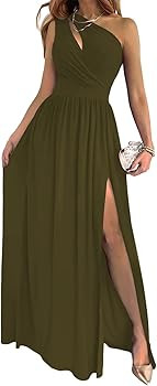 LYANER Women's One Shoulder High Split Cutout Sleeveless Elegant Party Maxi Dress | Amazon (US)