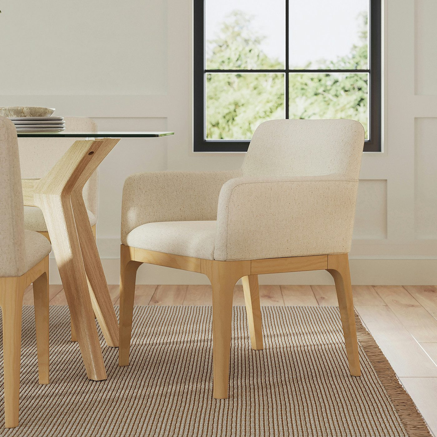 Rosin Dining Armchair - Natural Oak and Sand Ivory | Article