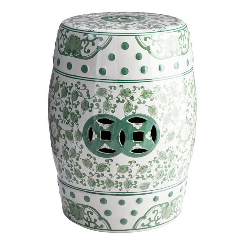 Green Printed Ceramic Plant Stand, 18" | At Home