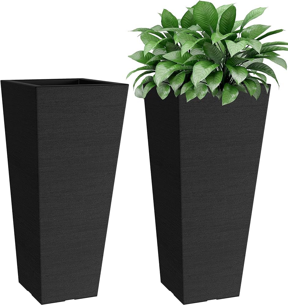 Verel Set of 2 Tall Outdoor Planters - 24 Inch Large Outdoor Planter with Small Planting Pots –... | Amazon (US)