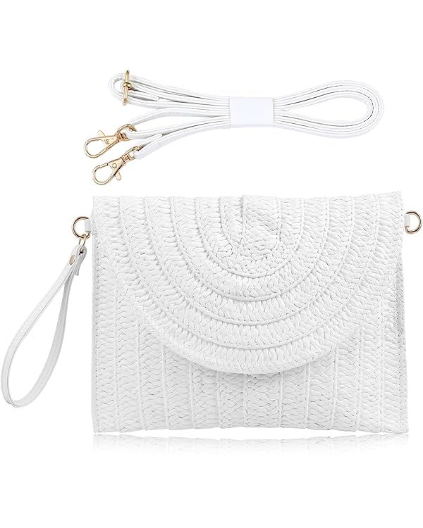 COOKOOKY Straw Clutch Handbag Summer Beach Straw Purse for Women woven Envelope Bag… | Amazon (US)