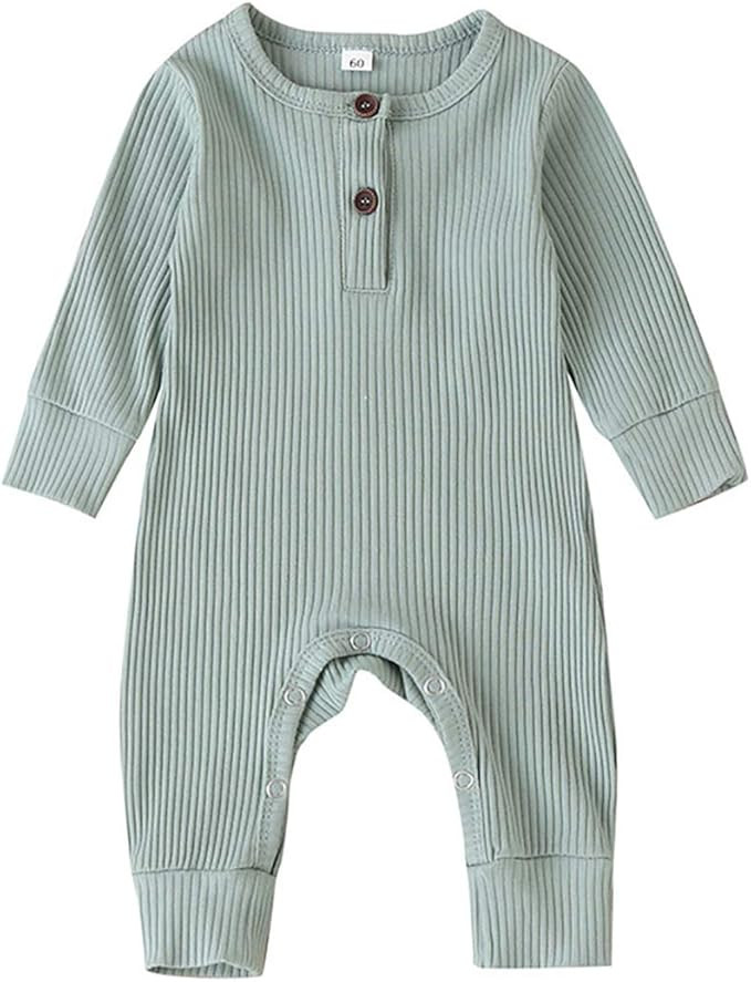 Gouldenhui Newborn Baby Boy Girl Romper Cotton Ribbed Clothes Breasted Jumpsuits One Piece Summer... | Amazon (US)