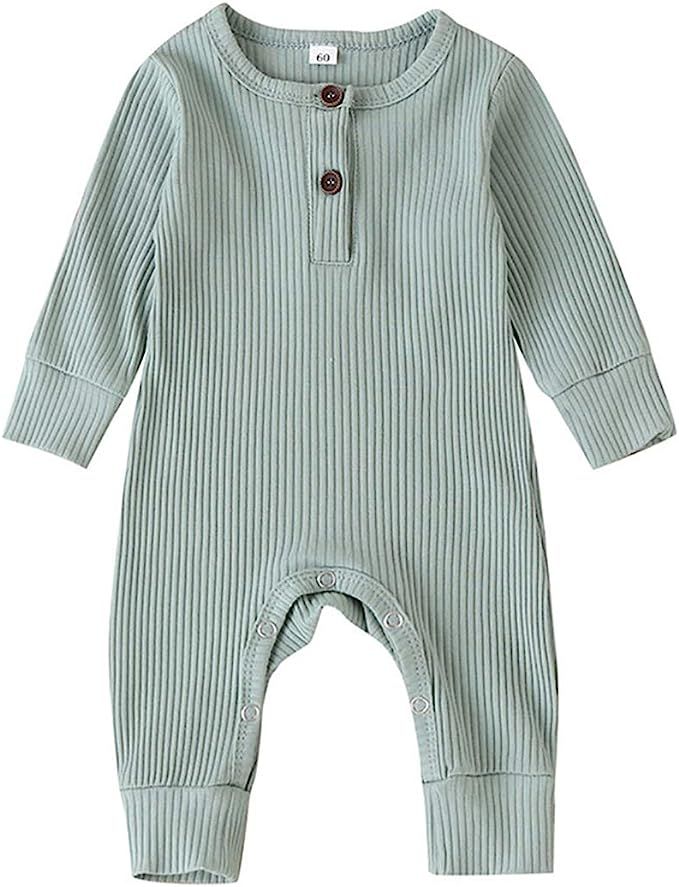 Gouldenhui Newborn Baby Boy Girl Romper Cotton Ribbed Clothes Breasted Jumpsuits One Piece Summer... | Amazon (US)