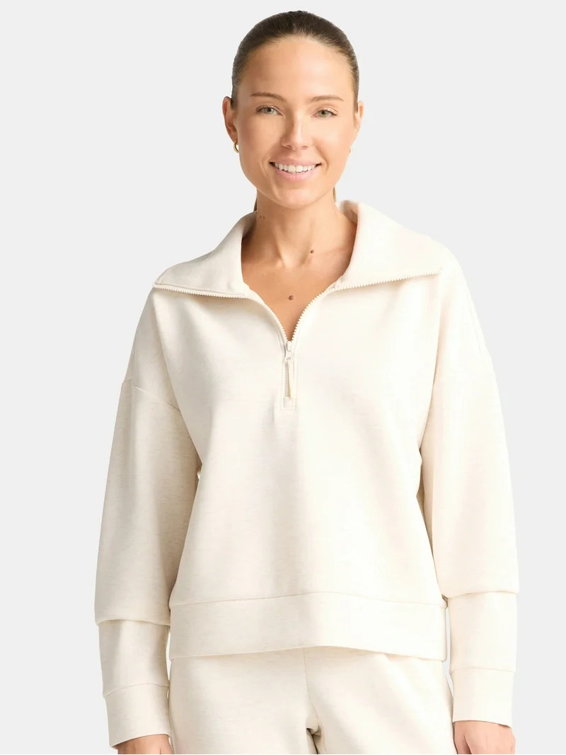 Avia Women's and Women's Plus Knit Quarter Zip Pullover, Sizes XS-4X | Walmart (US)