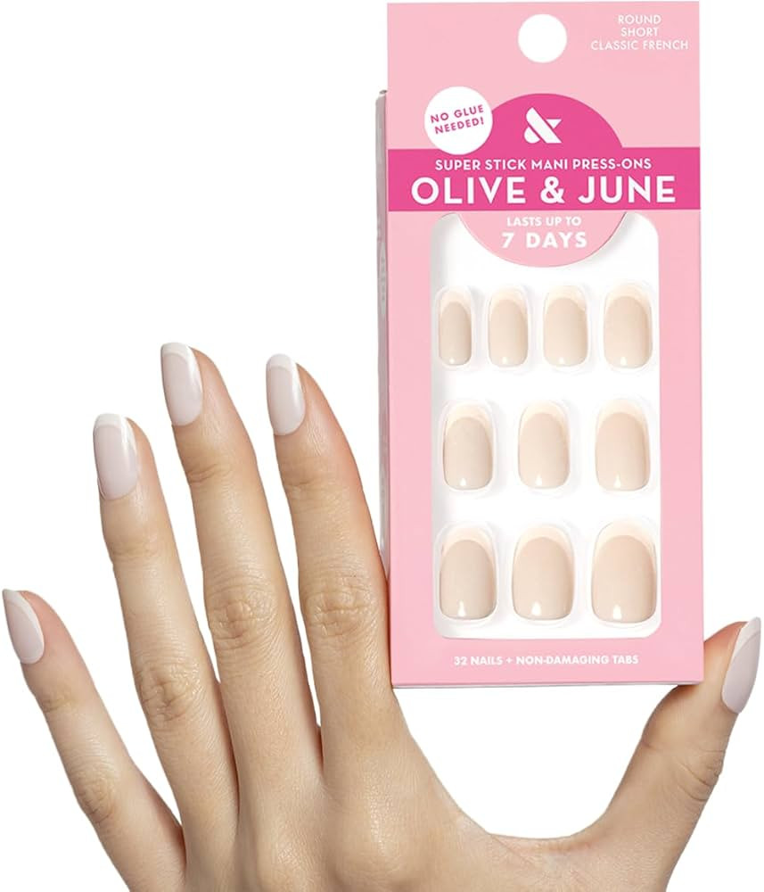 Olive & June Classic Super Stick Mani Press On Nails | No Glue Needed | 32 Tab Nails, 16 Sizes | ... | Amazon (US)