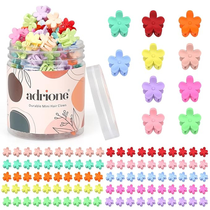 Mini Hair Clips Pack of 100 - Colorful Tiny Flower Hair Clips for Baby Toddler Girls Women, Stron... | Amazon (US)