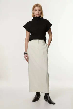Compact Stretch Essential Tailored Maxi Skirt | Karen Millen UK + IE + DE + NL