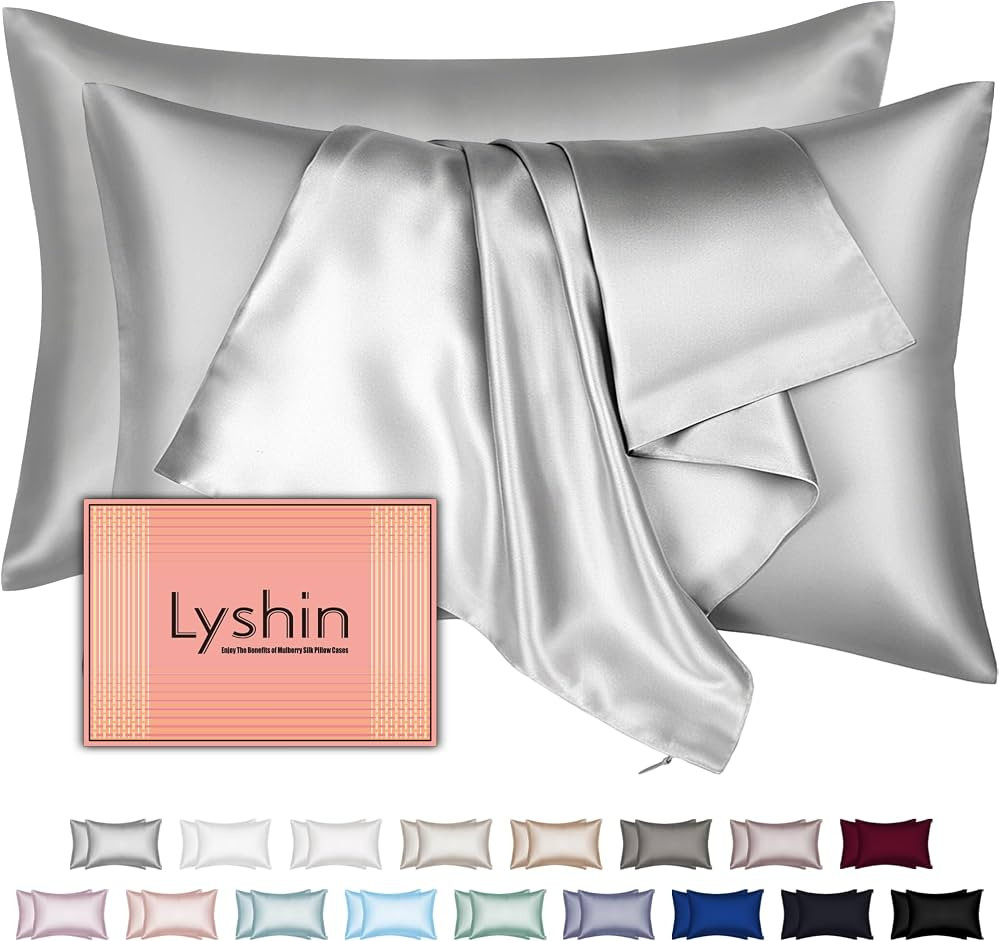 Silk Pillow Cases 2 Pack Standard Size with Hidden Zipper, Mulberry Silk Pillowcase for Hair and ... | Amazon (US)