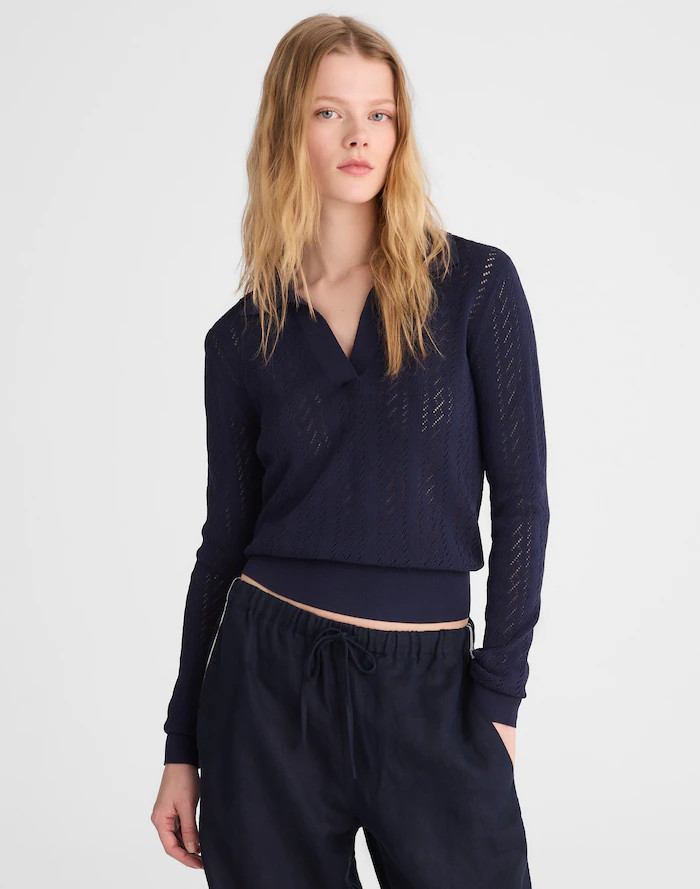 Pointelle-Stitch Polo Sweater | Madewell