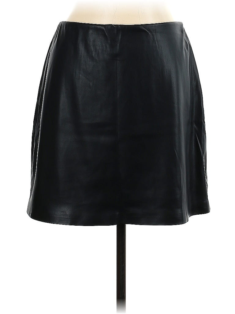 Express Faux Leather Skirt: Black Solid Bottoms - Size Large | ThredUp