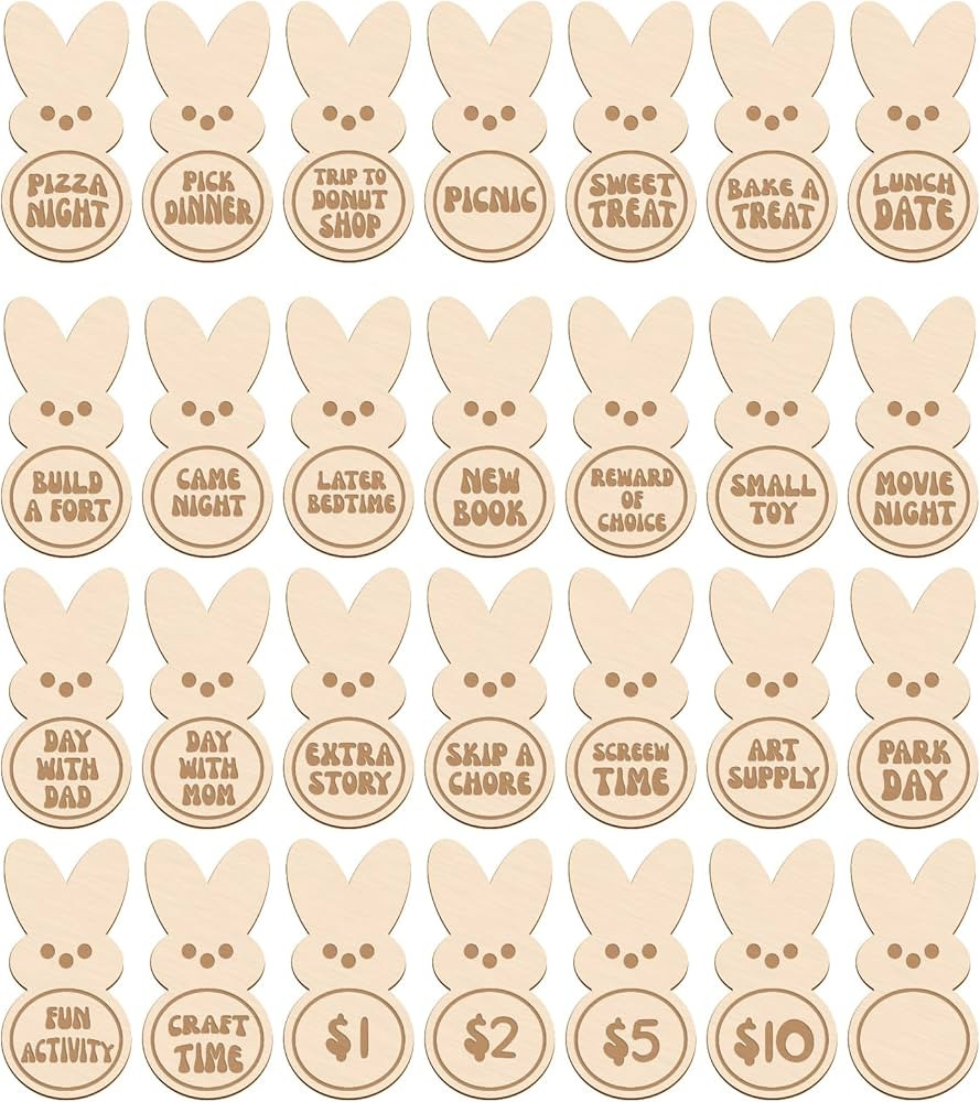 Crazy Night 28Pcs Easter Egg Tokens, Easter Kids Reward Bunny Tokens, Easter Egg Toys, Easter Bas... | Amazon (US)