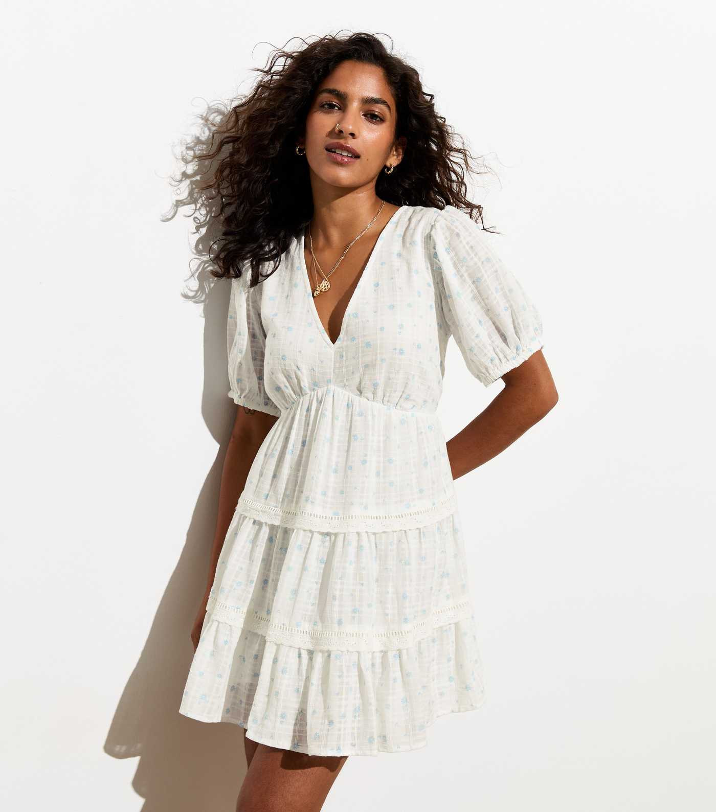 Petite White Floral Print Cotton Mini Tea Dress | New Look | New Look (UK)