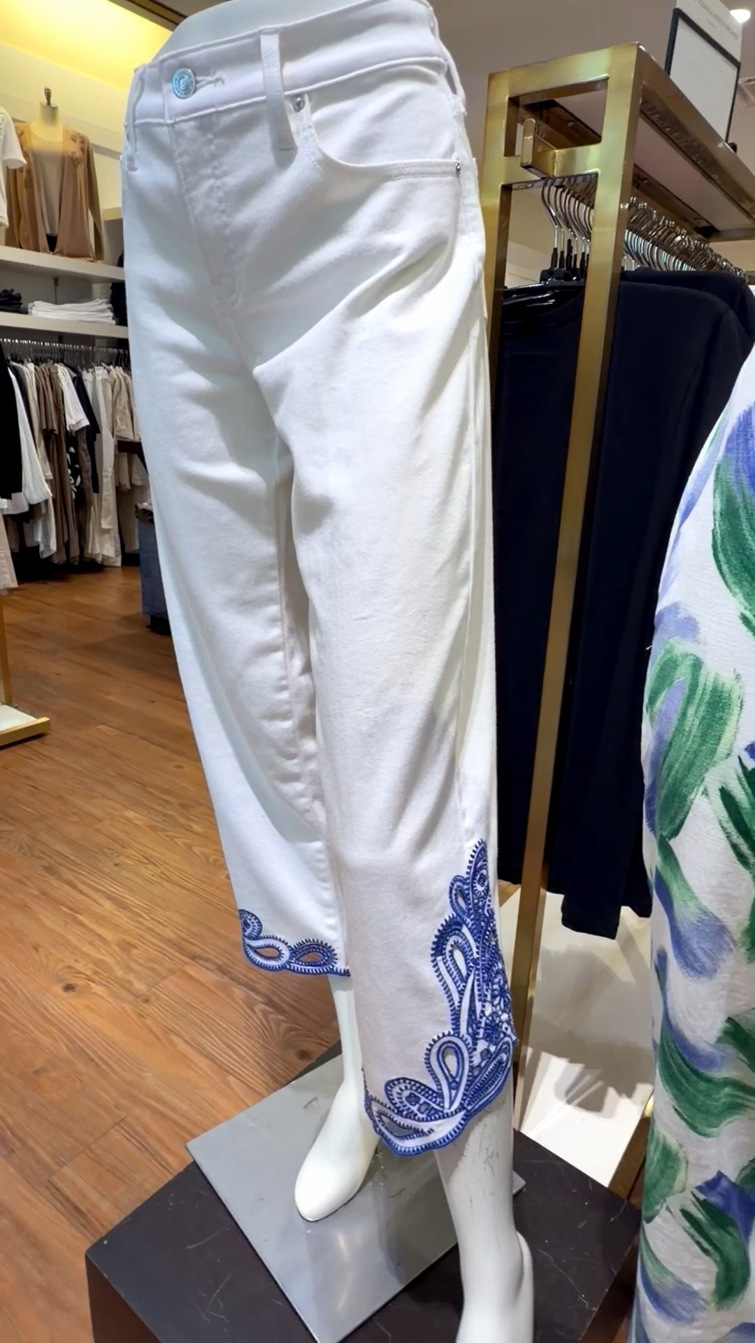 Cutout, intricately crafted, angled hems enhance the look of these chic, refined, and feminine Girlfriend Wide-Leg Cutout Crop Jeans. Elevated by the contrasting blue hem accent and white backdrop, featuring Chico’s signature tummy slimming interior that lifts and shapes your figure to perfection, courtesy of our proprietary So Slimming® fashion innovation. 
Square neck tank matches blue embroidery 
I am 5’7” 132 lbs and I wear a size 0 in Chico’s unique sizing.

#LTKOver40 #LTKgrwm #LTKSaleAlert