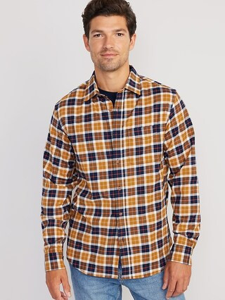 Regular-Fit Built-In Flex Everyday Plaid Shirt for Men | Old Navy (US)