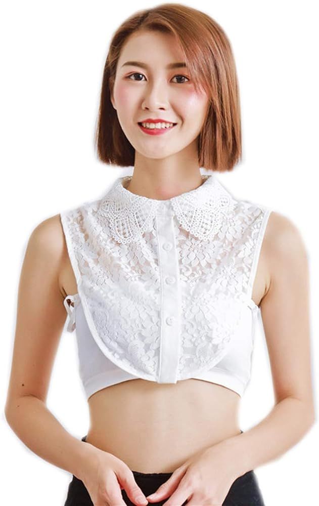 HCY Women's Lace Flower Detachable Fake Collar Half Shirt False Collar Decor Dickey Collar | Amazon (US)